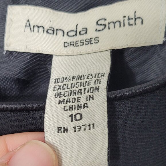 Amanda Smith NEW Black Floral Embroidered Short Sleeve Business Dress Sz 10 NWT - Picture 6 of 10